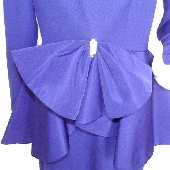 HUEY WALZER/Darcy Dress, M, Blue, VINTAGE, Peplum, Big Bow, Long sleeves - Picture 2 of 14